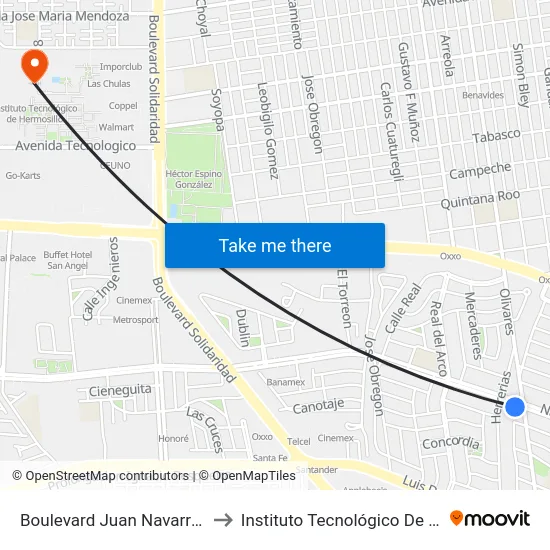 Boulevard Juan Navarrete, 192_K to Instituto Tecnológico De Hermosillo map