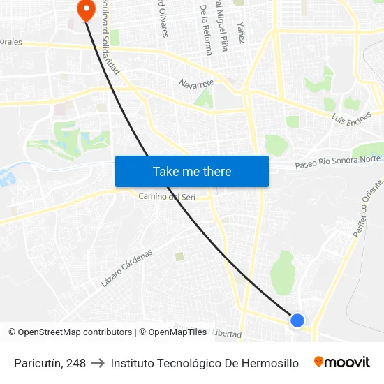 Paricutín, 248 to Instituto Tecnológico De Hermosillo map