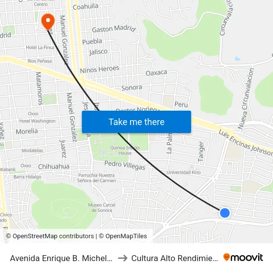 Avenida Enrique B. Michel, 82 to Cultura Alto Rendimiento map