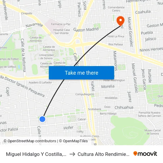 Miguel Hidalgo Y Costilla, 72 to Cultura Alto Rendimiento map
