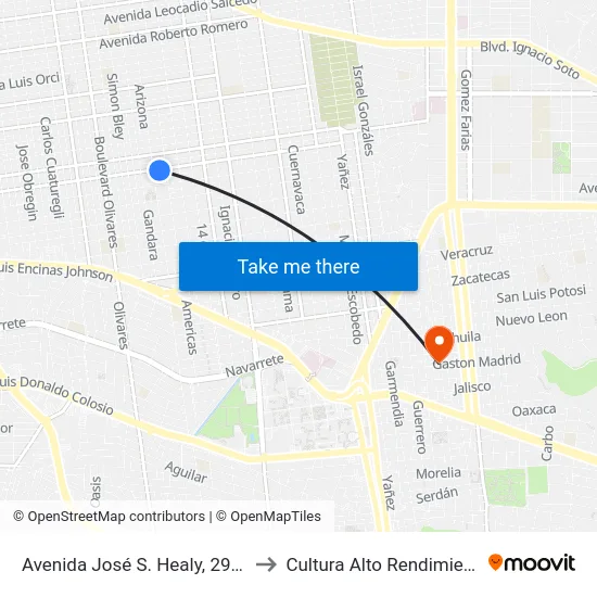 Avenida José S. Healy, 294_2 to Cultura Alto Rendimiento map