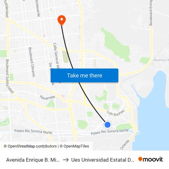 Avenida Enrique B. Michel, 82 to Ues Universidad Estatal De Sonora map