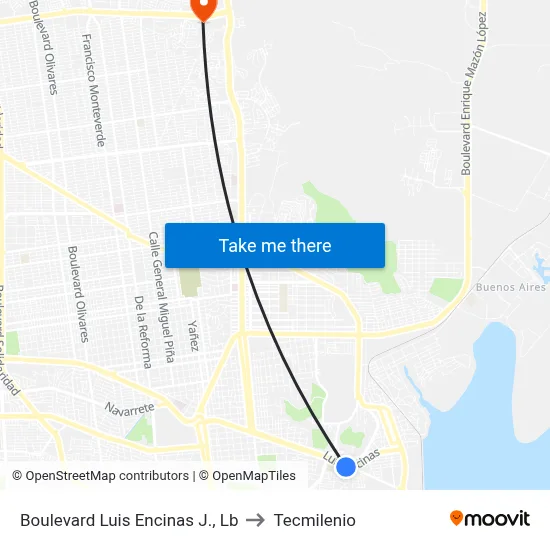 Boulevard Luis Encinas J., Lb to Tecmilenio map