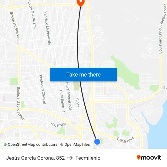 Jesús García Corona, 852 to Tecmilenio map