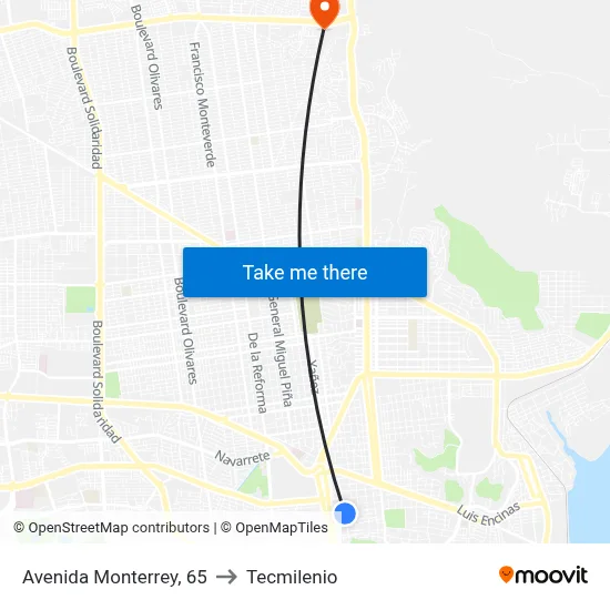 Avenida Monterrey, 65 to Tecmilenio map
