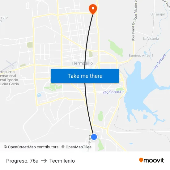 Progreso, 76a to Tecmilenio map