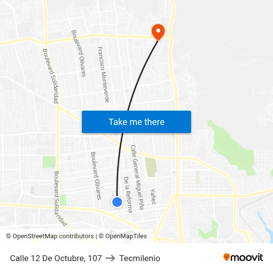 Calle 12 De Octubre, 107 to Tecmilenio map