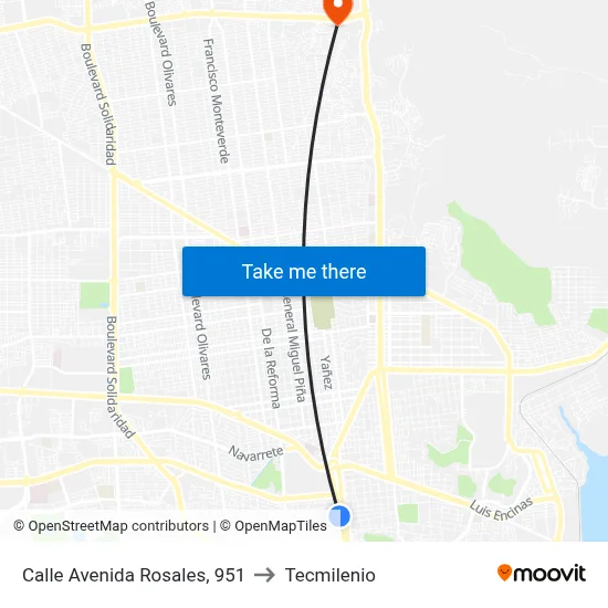 Calle Avenida Rosales, 951 to Tecmilenio map