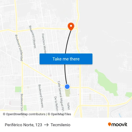 Periférico Norte, 123 to Tecmilenio map