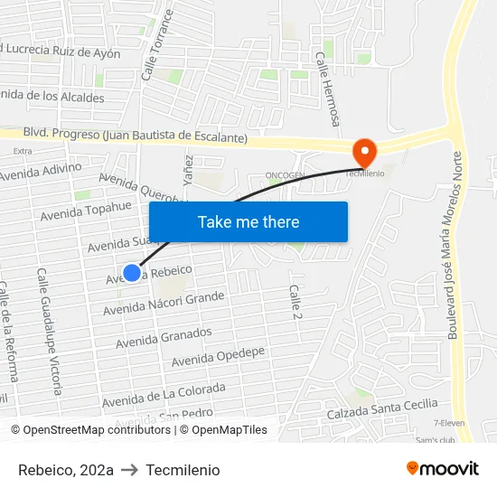 Rebeico, 202a to Tecmilenio map