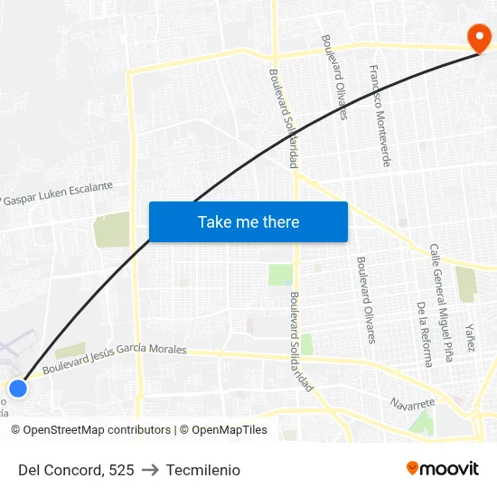 Del Concord, 525 to Tecmilenio map