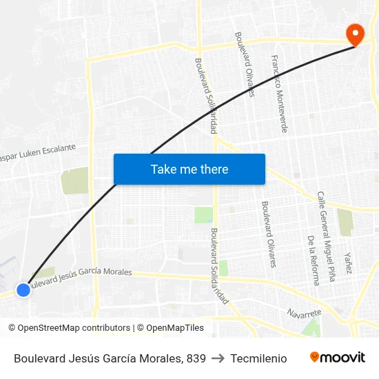 Boulevard Jesús García Morales, 839 to Tecmilenio map