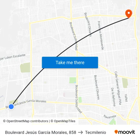 Boulevard Jesús García Morales, 858 to Tecmilenio map