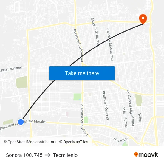 Sonora 100, 745 to Tecmilenio map