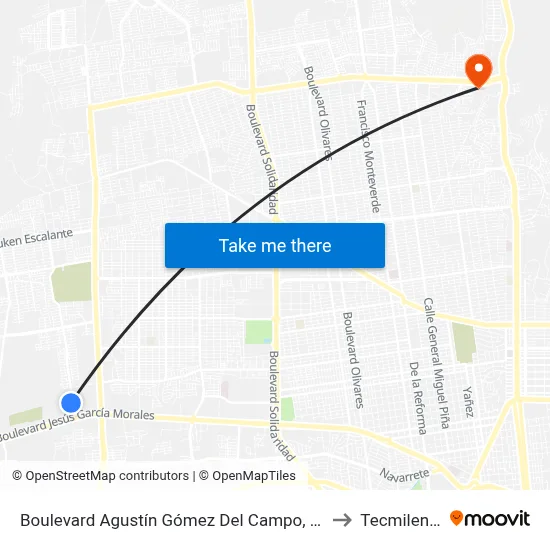 Boulevard Agustín Gómez Del Campo, 55 to Tecmilenio map