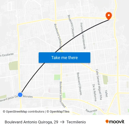 Boulevard Antonio Quiroga, 29 to Tecmilenio map
