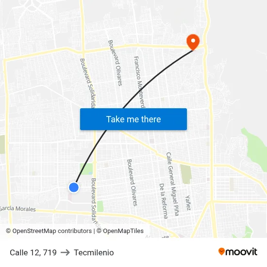 Calle 12, 719 to Tecmilenio map