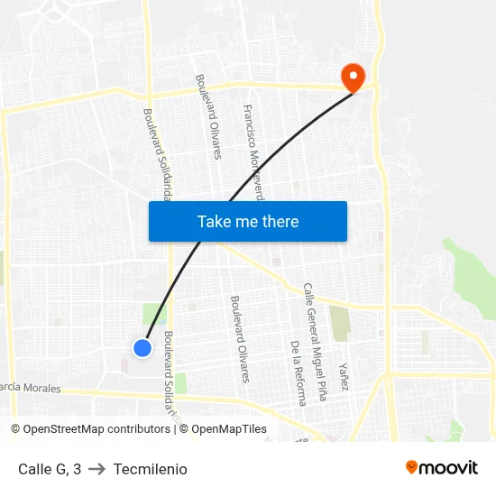 Calle G, 3 to Tecmilenio map