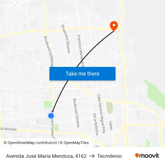 Avenida José María Mendoza, 4162 to Tecmilenio map