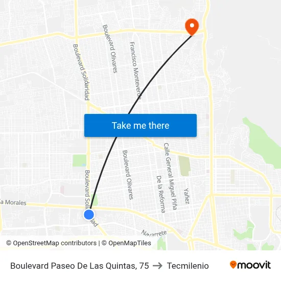 Boulevard Paseo De Las Quintas, 75 to Tecmilenio map