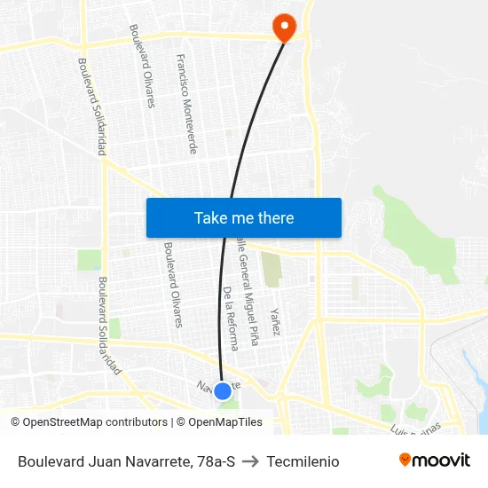 Boulevard Juan Navarrete, 78a-S to Tecmilenio map
