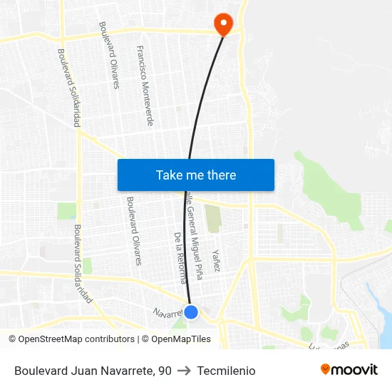 Boulevard Juan Navarrete, 90 to Tecmilenio map