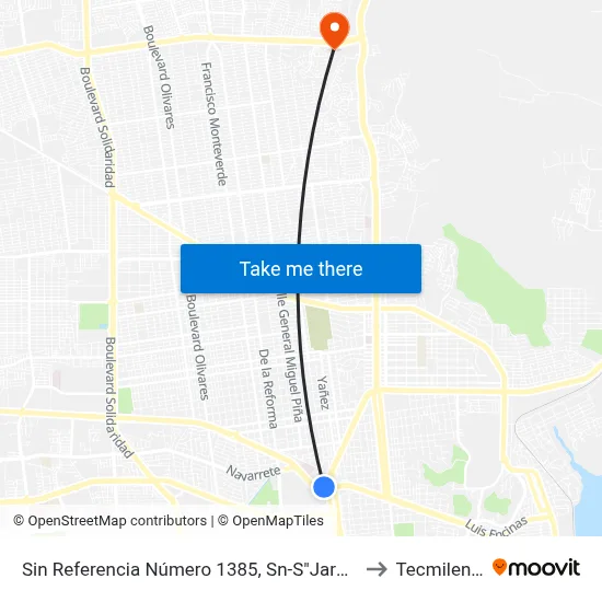 Sin Referencia Número 1385, Sn-S"Jardin" to Tecmilenio map
