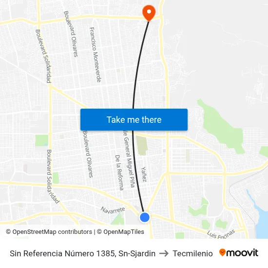 Sin Referencia Número 1385, Sn-Sjardin to Tecmilenio map