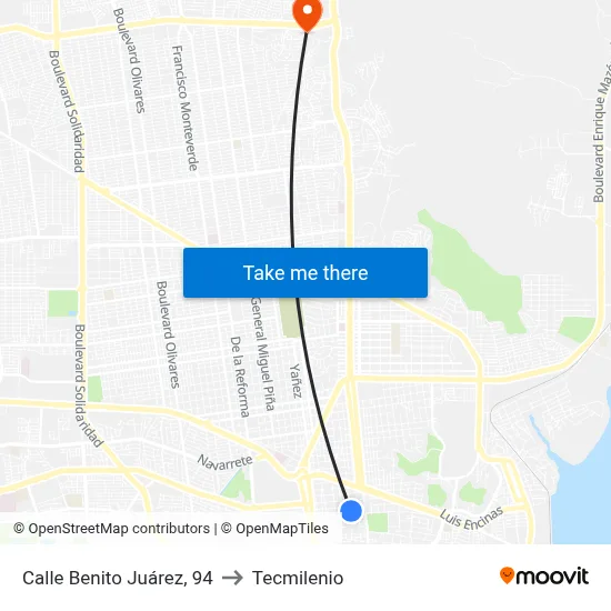 Calle Benito Juárez, 94 to Tecmilenio map