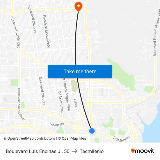 Boulevard Luis Encinas J., 50 to Tecmilenio map