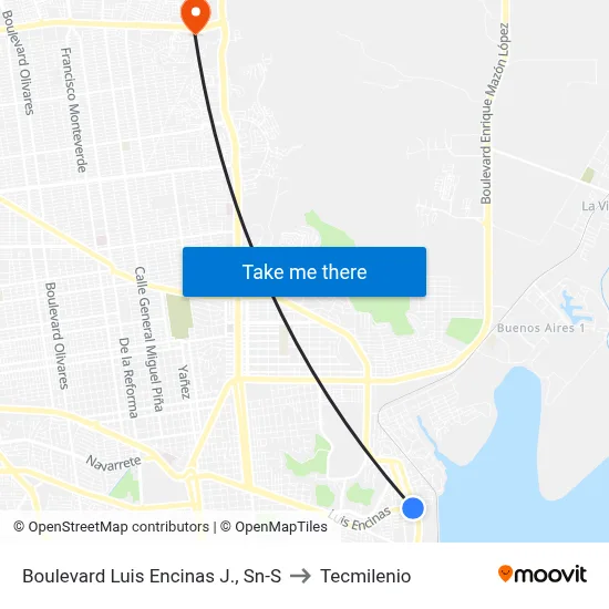 Boulevard Luis Encinas J., Sn-S to Tecmilenio map