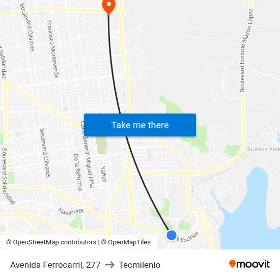 Avenida Ferrocarril, 277 to Tecmilenio map