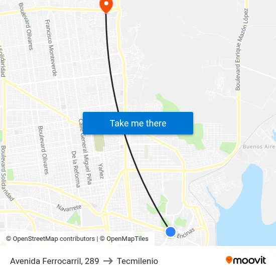 Avenida Ferrocarril, 289 to Tecmilenio map
