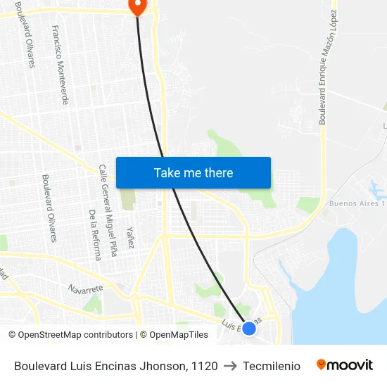 Boulevard Luis Encinas Jhonson, 1120 to Tecmilenio map