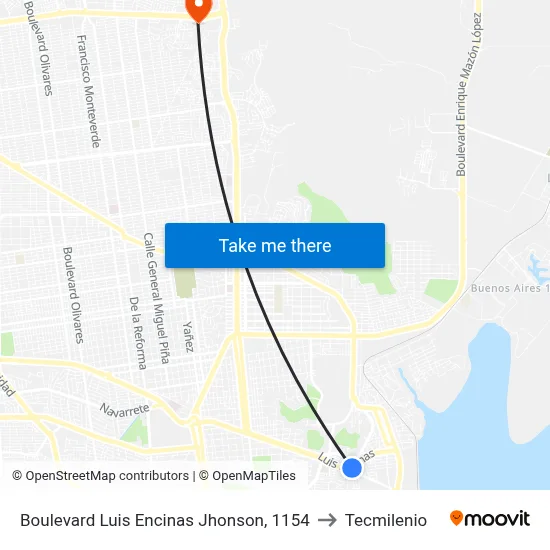Boulevard Luis Encinas Jhonson, 1154 to Tecmilenio map