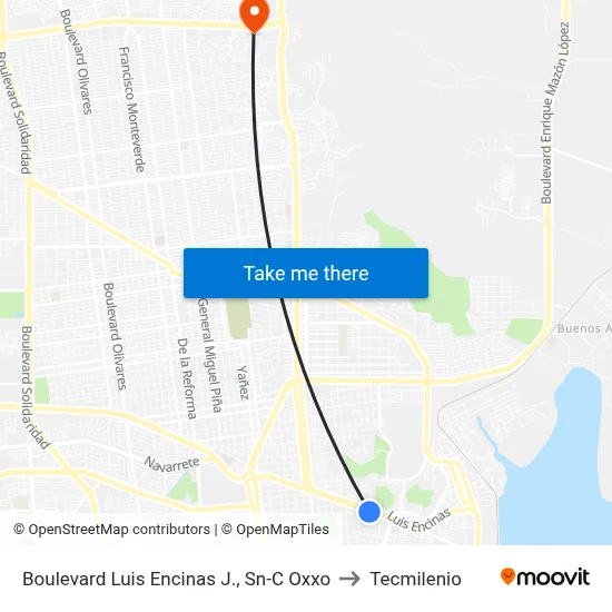 Boulevard Luis Encinas J., Sn-C Oxxo to Tecmilenio map