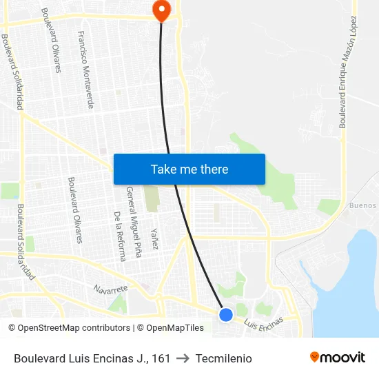Boulevard Luis Encinas J., 161 to Tecmilenio map