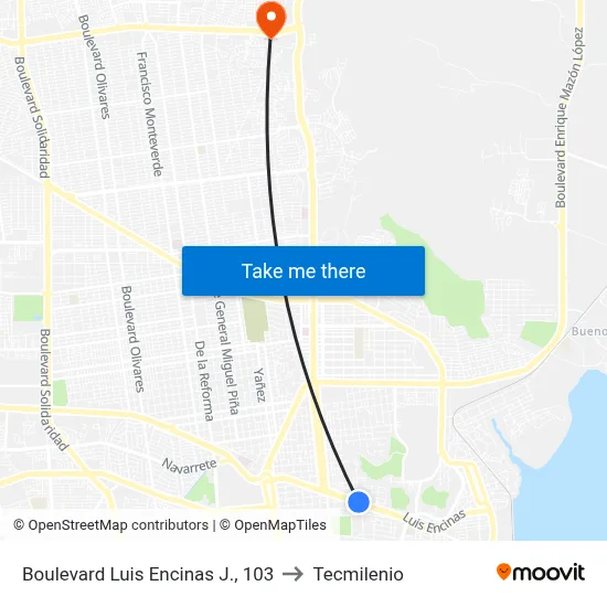 Boulevard Luis Encinas J., 103 to Tecmilenio map