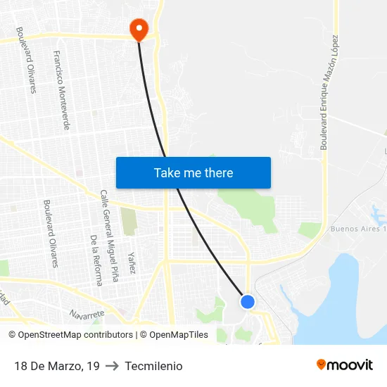 18 De Marzo, 19 to Tecmilenio map