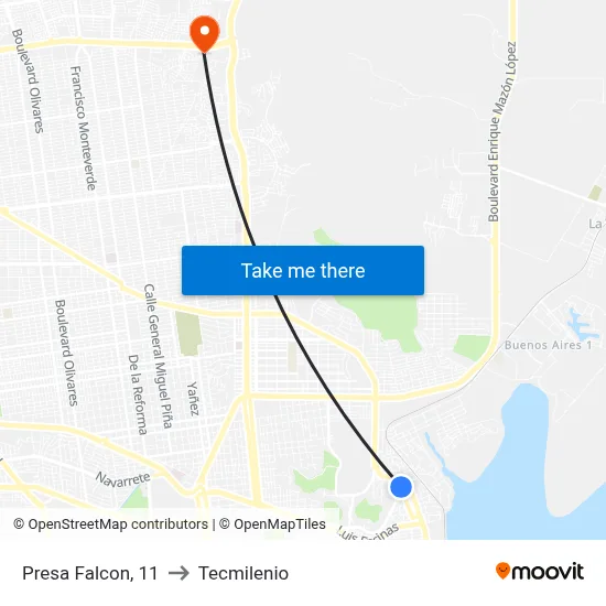 Presa Falcon, 11 to Tecmilenio map