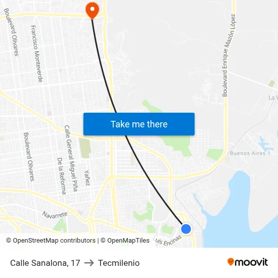 Calle Sanalona, 17 to Tecmilenio map