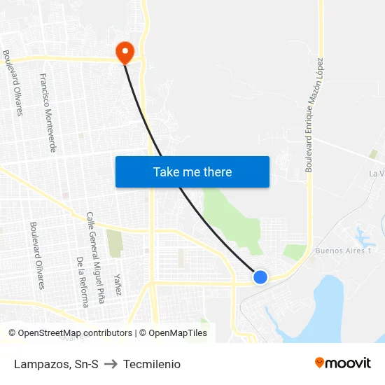 Lampazos, Sn-S to Tecmilenio map