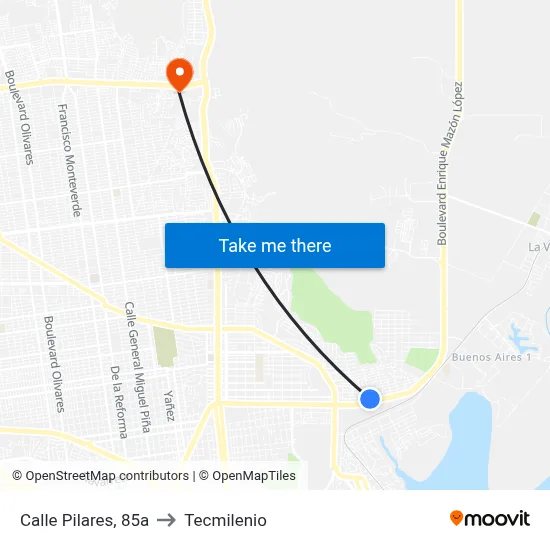 Calle Pilares, 85a to Tecmilenio map