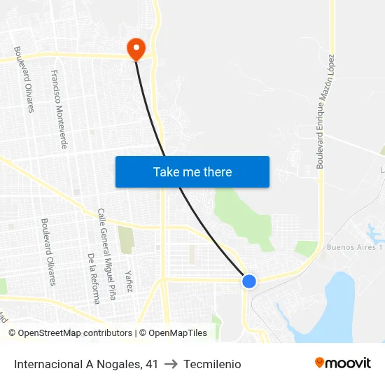 Internacional A Nogales, 41 to Tecmilenio map