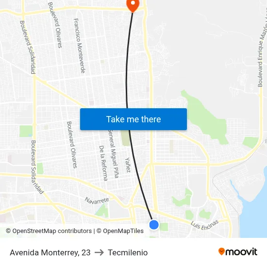 Avenida Monterrey, 23 to Tecmilenio map