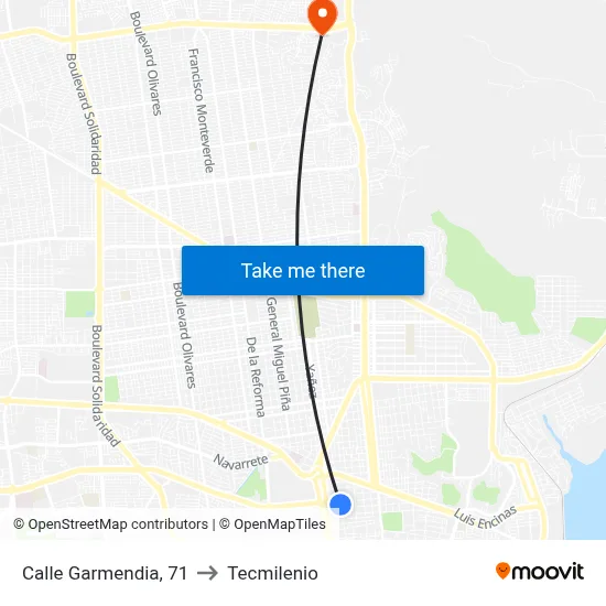 Calle Garmendia, 71 to Tecmilenio map