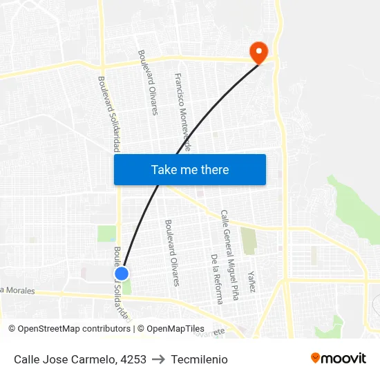 Calle Jose Carmelo, 4253 to Tecmilenio map