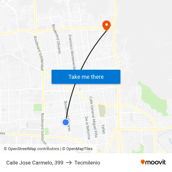Calle Jose Carmelo, 399 to Tecmilenio map