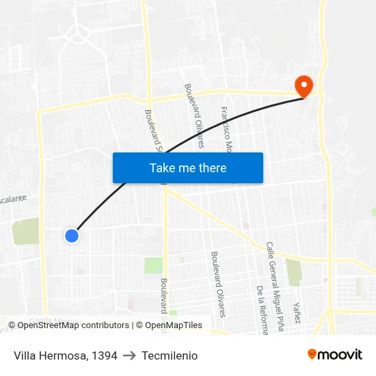 Villa Hermosa, 1394 to Tecmilenio map