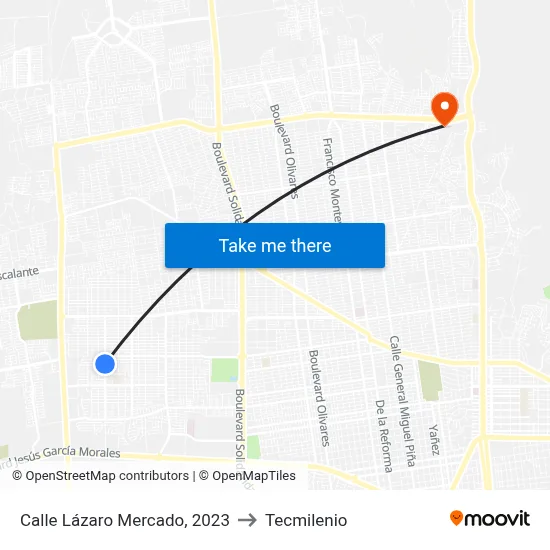 Calle Lázaro Mercado, 2023 to Tecmilenio map